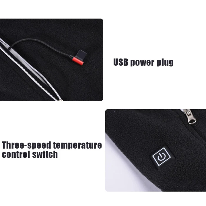 Мужские и женские USB с подогревом жилет V образным вырезом на молнии пальто Электрический батарея Отопление зимнее потепление TY66