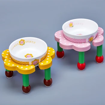

Dog Bowl Pet Supplies Ceramics Pet Cat Dog Feeder Watering Lovely Design Anti-slip Flower Shape Shelf Rack