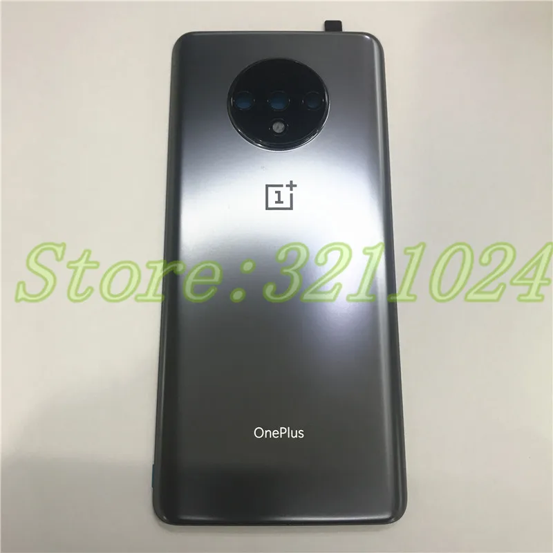 Gray Оригинальная стеклянная Задняя крышка батареи 6,5" для Oneplus 7T 1+ 7T корпус двери с объективом камеры стекло запасные части - Цвет: Gray