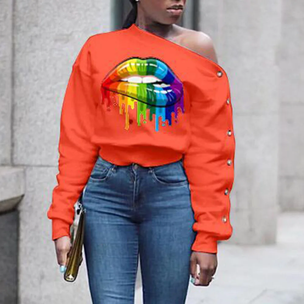 One Shoulder Fashion Leopard Top Sweatshirt Women White Blouse Plus Size Sexy Print Crop Streetwear Long Sleeve Fall 2020
