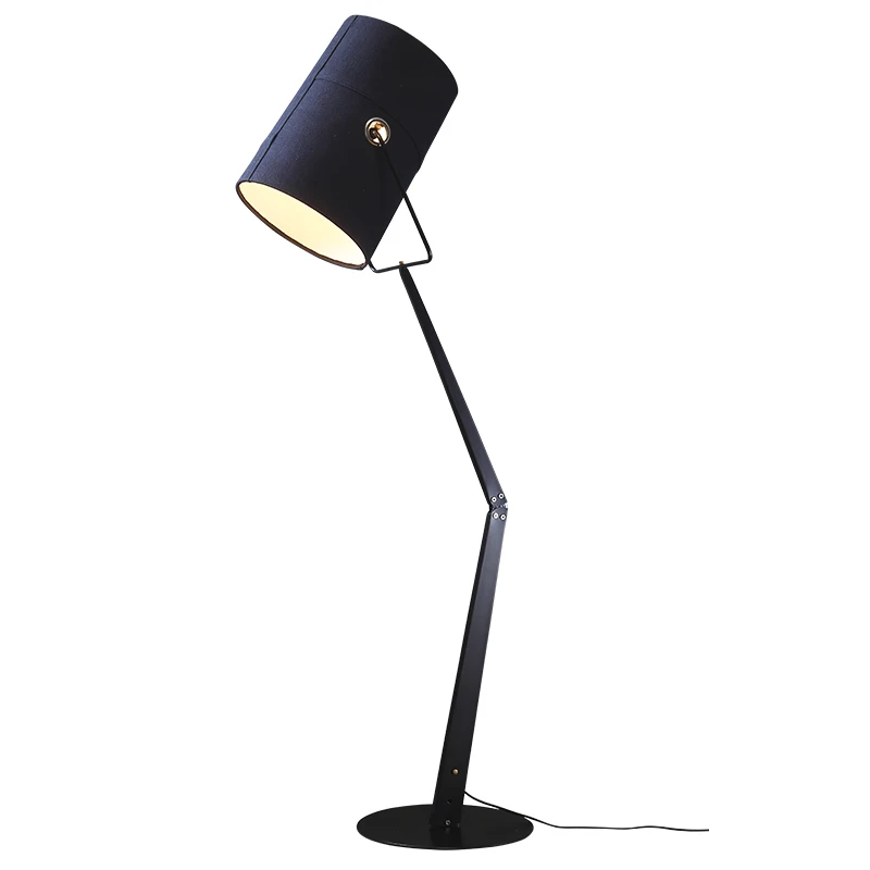 Italian Design Fork Led Floor Lamp Linen Lampshade Modern Art Decor Adjustable Metal Standing Light Bedroom Study Ligh luminaire - Цвет абажура: black
