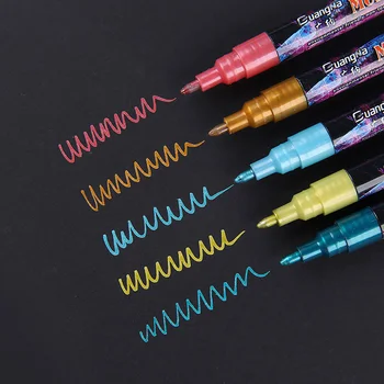 

24 /12 Color Shining Metallic Markers Paint Pens Art Permanent Writing Markers For Paper Stone Glass Wall Graffiti Painting Pen