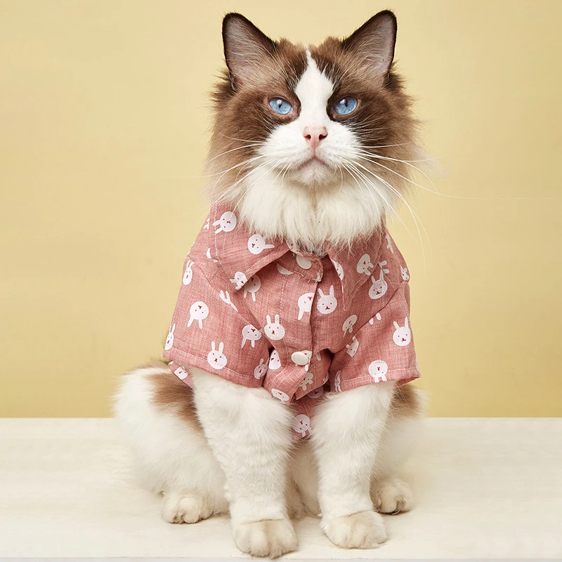 Camisa de para gatos, blusa de lino y algodón, ropa estampado de dibujos para gatos y perros pequeños, transpirable y suave, disfraz para gatitos|Ropa para gatos| - AliExpress