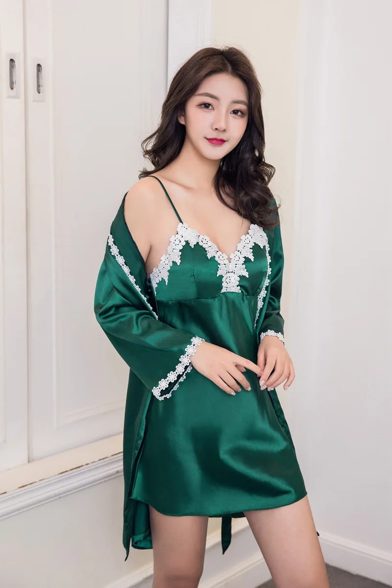 [] Женская ночная рубашка-комбинация с накладкой на груди; комплект домашней одежды; пижама с длинными рукавами