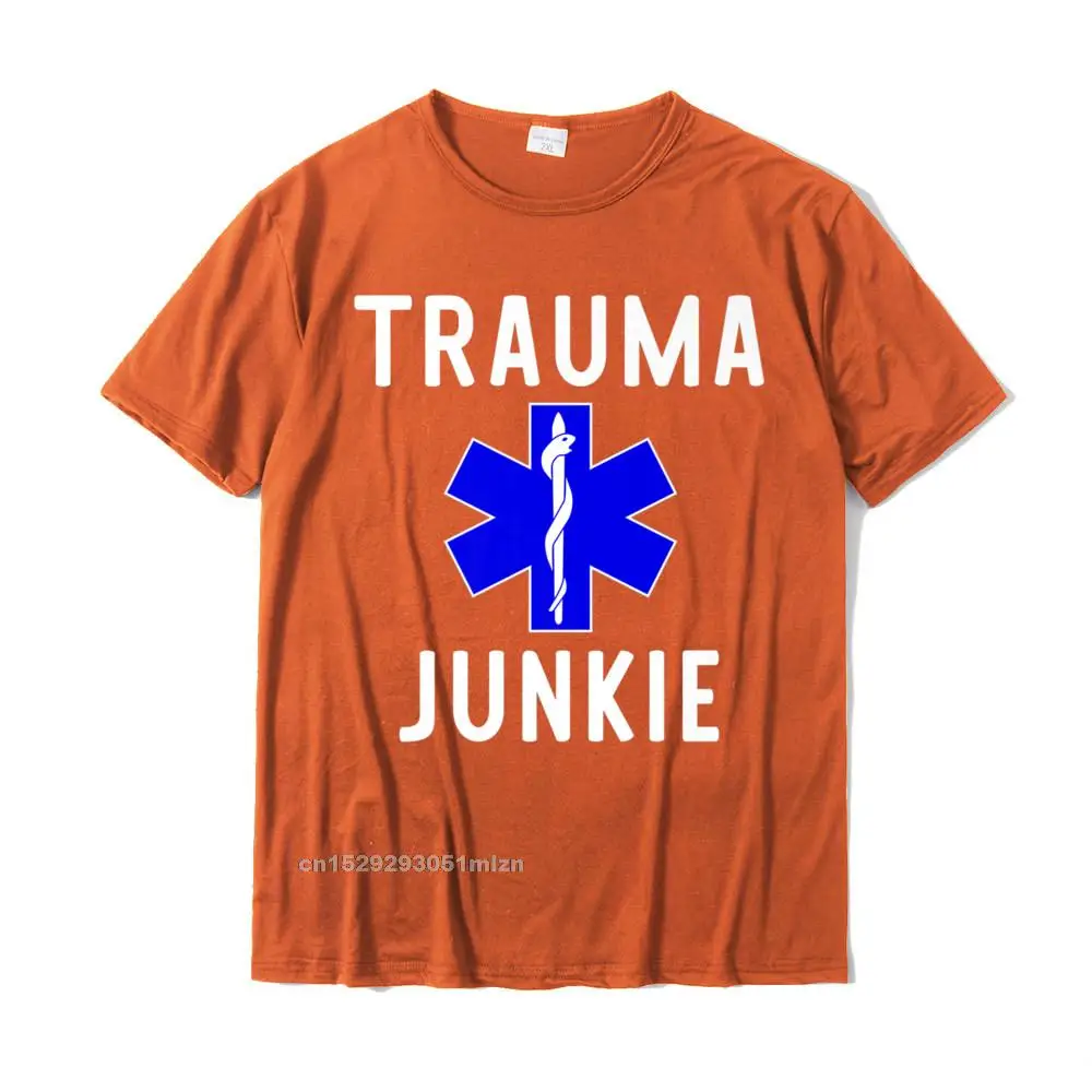 Casual Crew Neck Tshirts Thanksgiving Day Tops T Shirt Short Sleeve Fashionable 100% Cotton Normal Sweatshirts Leisure Mens Mens Trauma Junkie T-Shirt EMS Star of Life Graphic EMT Medics__5002 orange