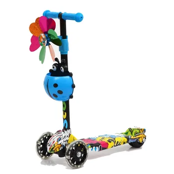 

Children Sports Graffiti Tricycle Scotter Windmill Ladybug Shape Foldable Scooter Height Adjustable Toy Ride Car for Children