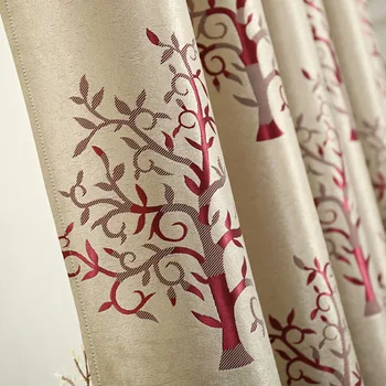 

European-style jacquard curtains modern and simple suitable for bedroom living room hotel fortune Tree curtains