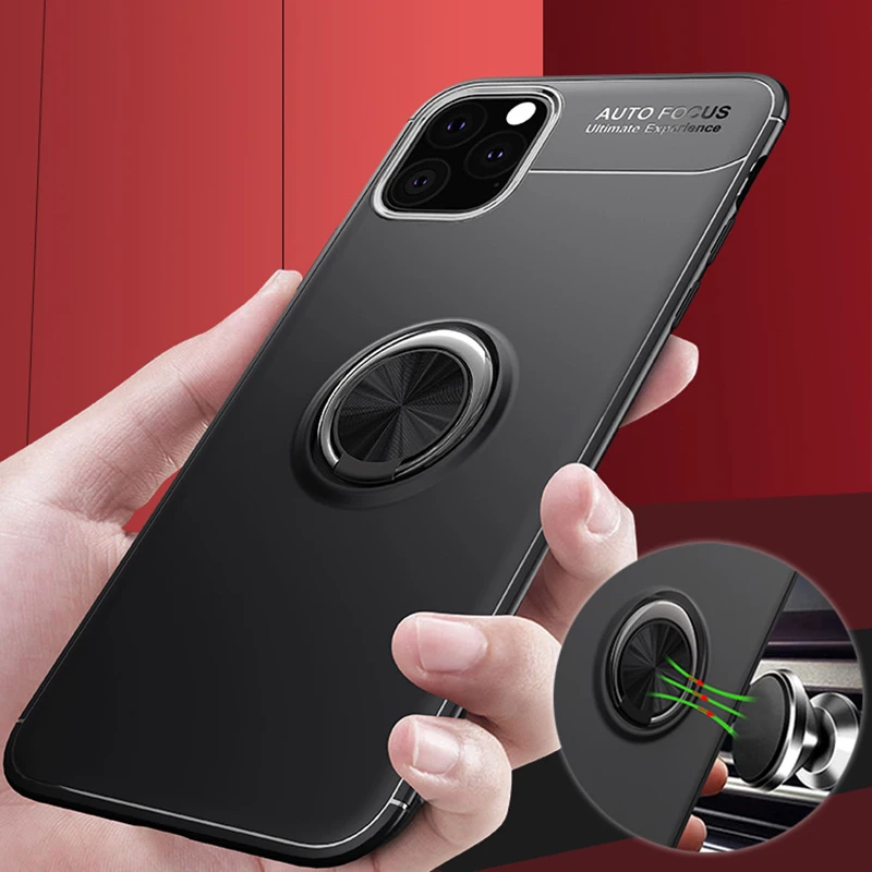 Для iPhone 11 чехол автомобильный Магнитный кольцевой кронштейн Силиконовый противоударный ТПУ чехол для iPhone 11/11 Pro/11 Pro Max