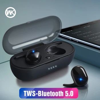 

WK TWS 5.0 Bluetooth Heaphone Ture Wireless 3D Stereo Sport Eearphone Earbuds Headsets Dual Microphone with Charging Box
