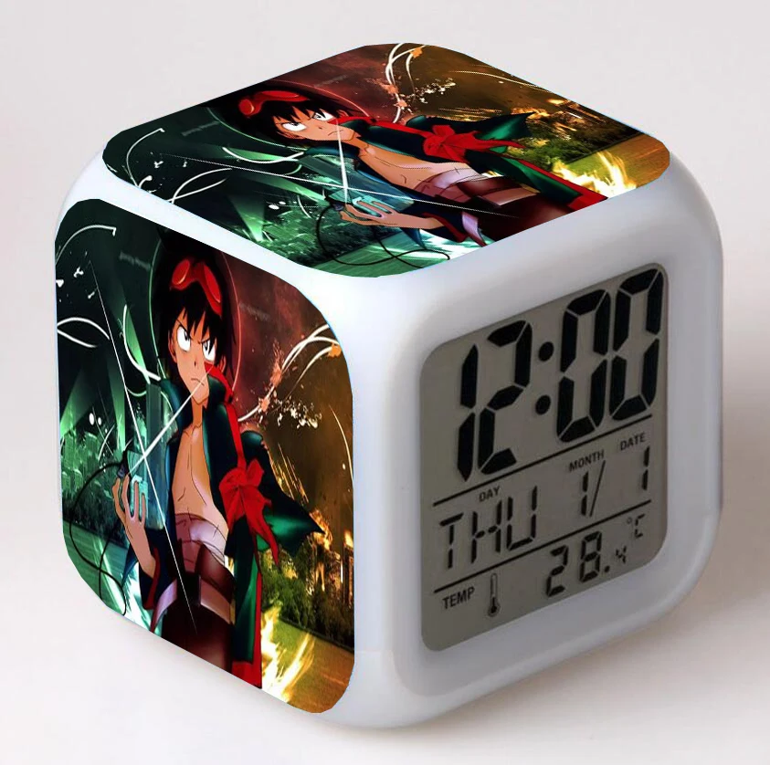 

Anime Tengen Toppa Cartoon LED 7 Color Flash Digital Alarm Clocks Night Light Bedroom Desk Clock Alarm-Clock despertador