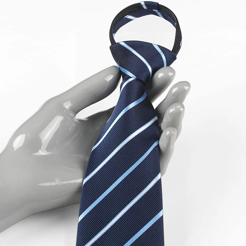 Мужской 8см галстук с молнией моды Бизнес Повседневная серия Предварительно Связанные шеи галстуки черные мужские галстуки полосатый галстук Одноцветный галстук