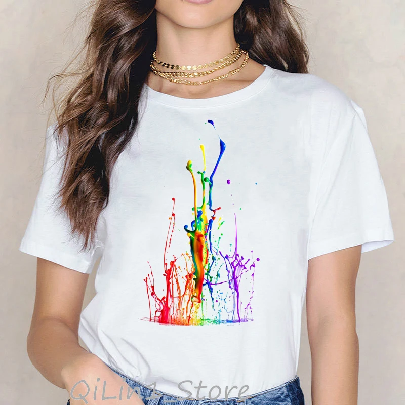 Vogue Rainbow nail polish print tee shirt femme vintage t shirt women clothes summer top female harajuku aesthetic tshirt - Цвет: 1017109