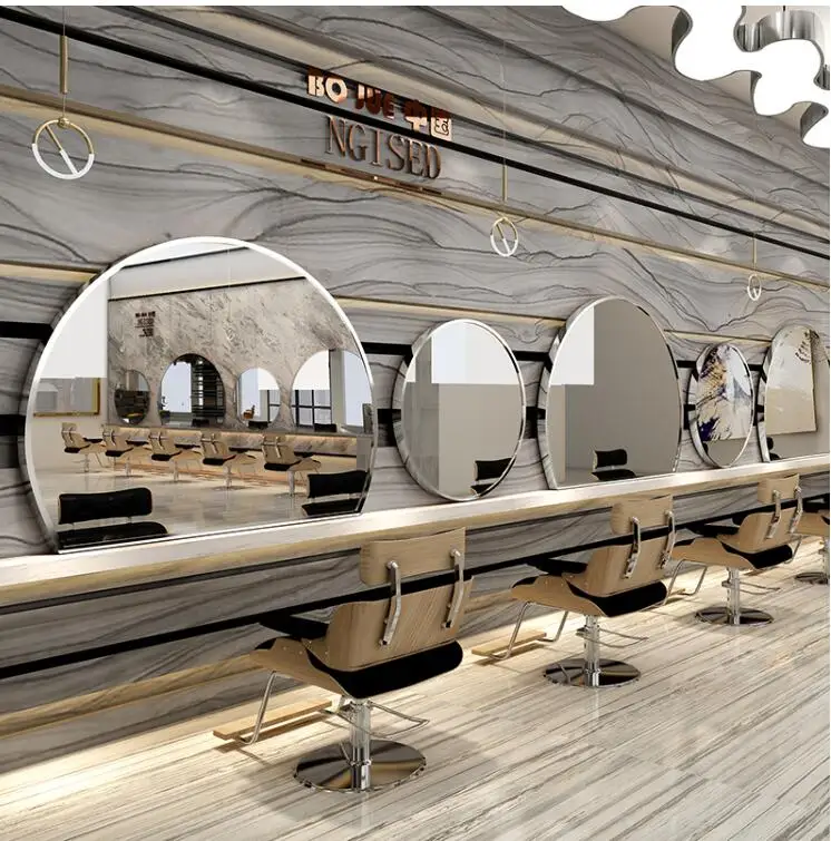 Barber shop hair salon special hair salon mirror table simple wall-mounted cutting mirror perm dyed