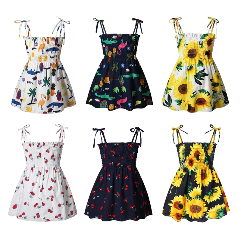 Good Value Girls Dresses Children Clothes Flower-Print Cotton Kids Summer Sleeveless Strap 1-7-Years r0QK3Re9aBl