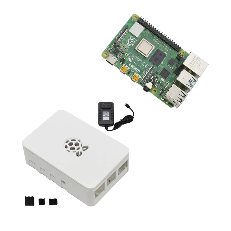 Для Raspberry Pi 4B ABS белый чехол 2G Оперативная память DIY Kit с радиатором 5V 3A Мощность адаптер для Raspberry PI 4 модели B