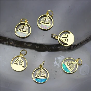 

13mm 10pcs/lot Initial Hot Sale High Quality CZ Charm ,fashion boat shape pendant, creative cz charm jewelry accessories