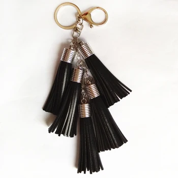 

Fashion 5 Leather Tassel Key Chain Long PU Leather Key Ring Cute Silver Pendant Bag Charming Car Key Holder Personality Gifts