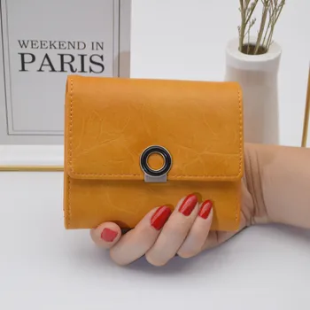 

Women Short Ladies Female Card Fashion Tri-fold Case 2020 Leather New
