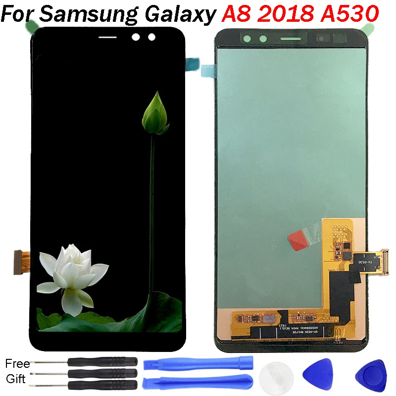 Регулировка яркости для Samsung Galaxy A8 2018 дисплей сенсорный экран дигитайзер в сборе