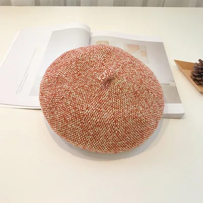 orange Корейские модные женские береты, зимние весенние теплые одноцветные шапки, винтажные женские живописные шапки-береты, шапка во французском стиле s - Цвет: orange
