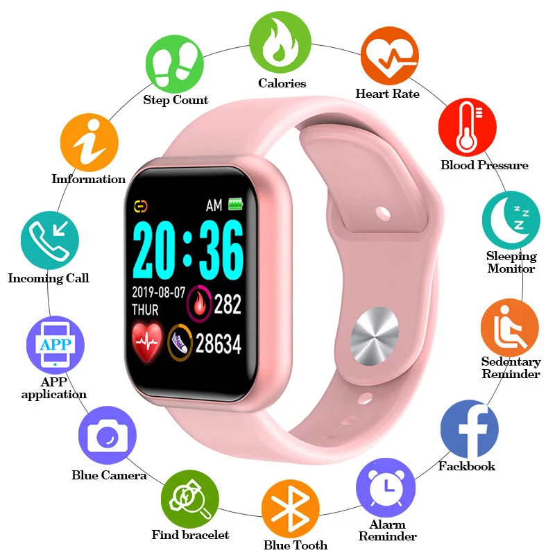 Y68 Smart Watch D20 Men Women Blood Pressure Heart Rate Waterproof Tracker Sport Clock Watch Smart Clock Hours For Android IOS afbeelding