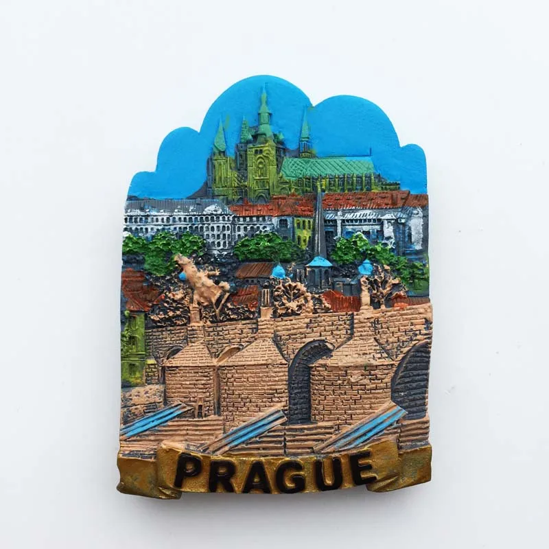 Чешская столица, Прага, аттракционы Charles Bridge, туристические сувениры, расписанные вручную, магнитные наклейки на холодильник