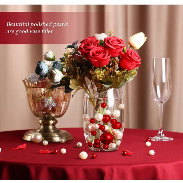 Red Pearls - Jumbo/Assorted Sizes Vase Decorations - to Float The Pearls Order T