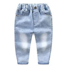 Джинсовые брюки для мальчиков; коллекция года; сезон весна-осень; стиль; обтягивающие брюки для детей; светильник для малышей; модные синие повседневные штаны