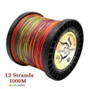 12 Strands Braided Fishing Line 300mm 500m PE Multifilament Multicolor Line Super Strong Japan Fish Line Saltwater Fishing Wire 4