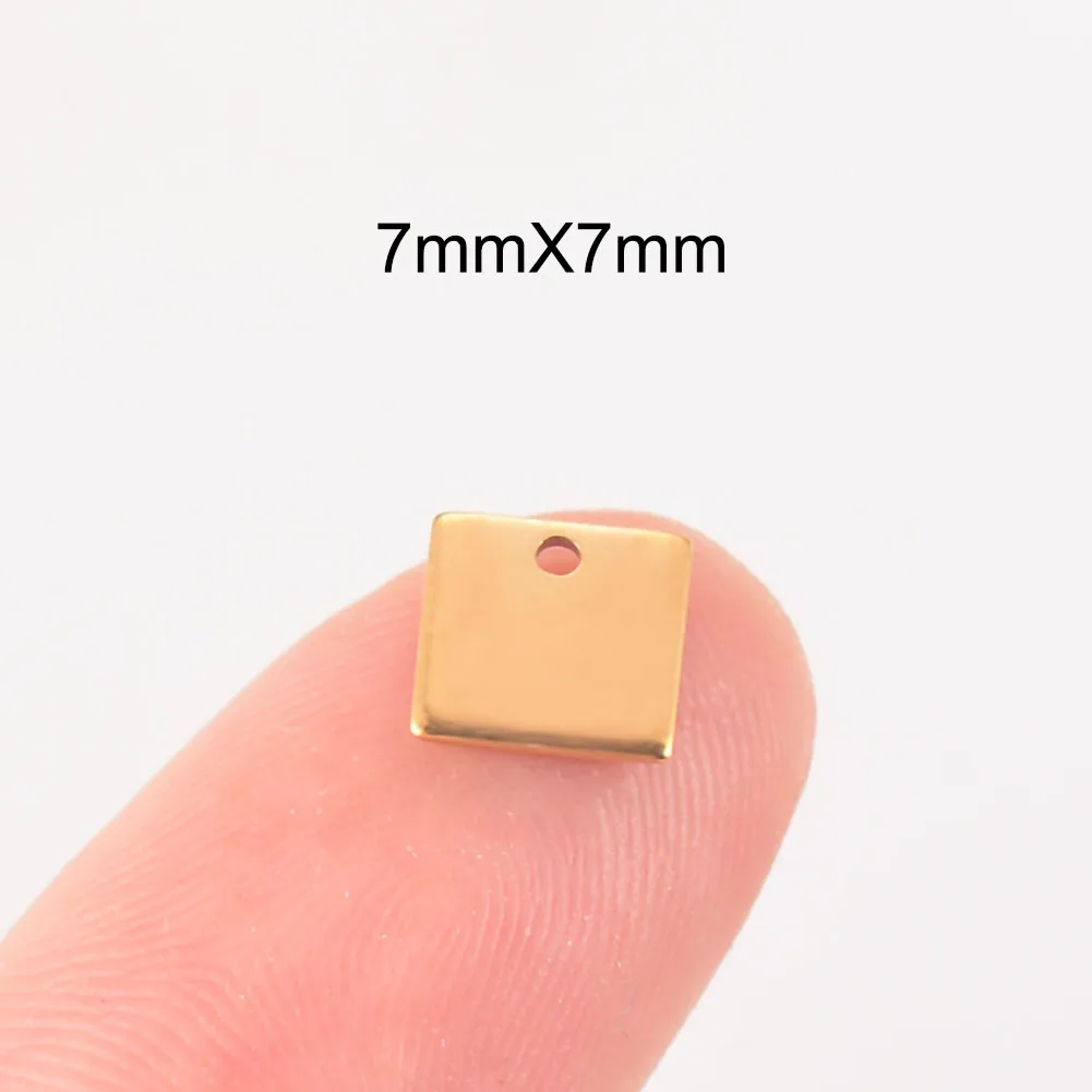 20 шт не выцветают амулеты 7 мм из нержавеющей стали квадратные одно отверстие для