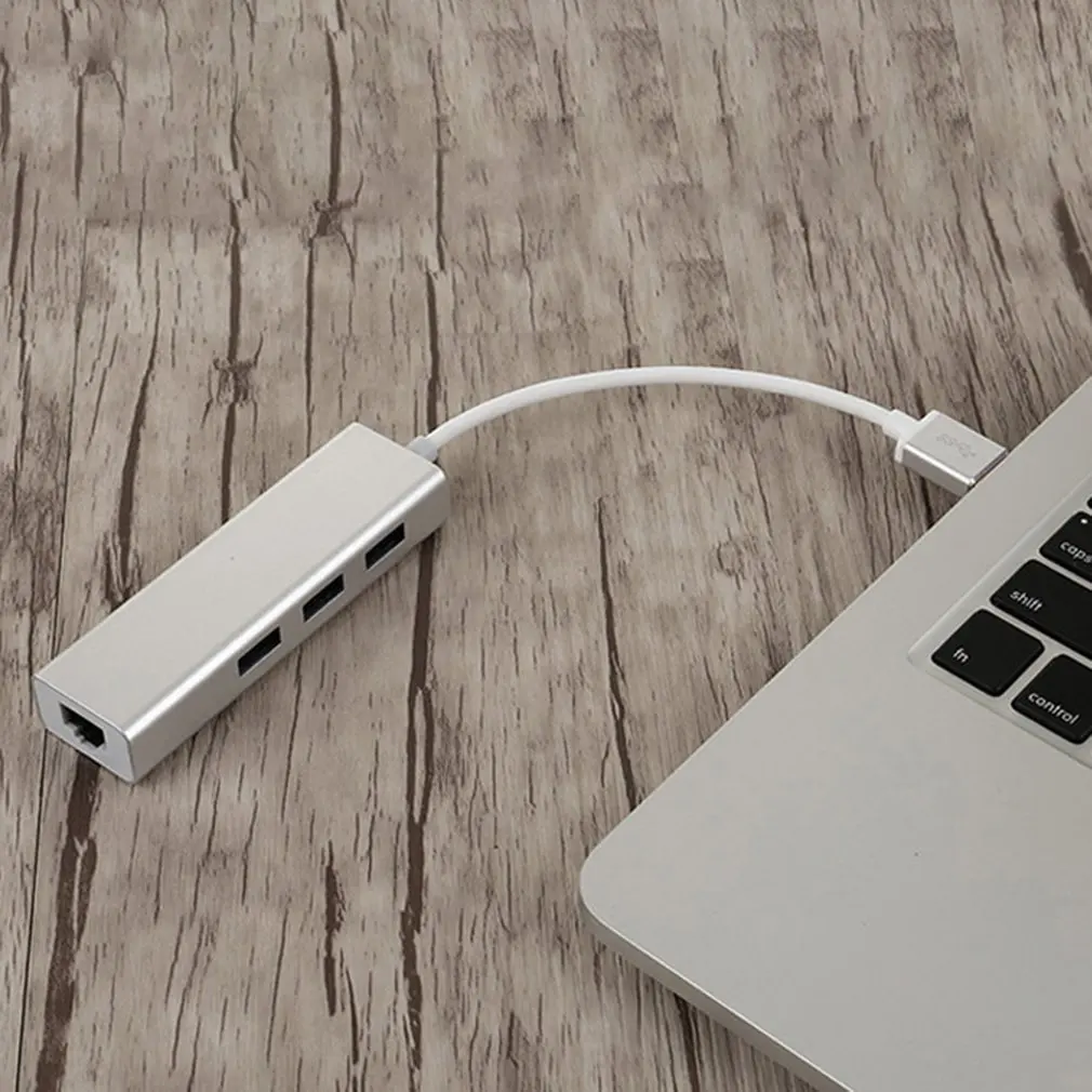 Praktische 3 Poorten USB 3.0 Gigabit Ethernet Lan RJ45 Netwerk Adapter Hub 1000Mbps voor Mac PC Hoge Prestaties Praktische 3 Poorten USB 3.0 Gigabit Ethernet Lan RJ45 Netwerk Adapter Hub 1000Mbps voor Mac PC Hoge Prestaties