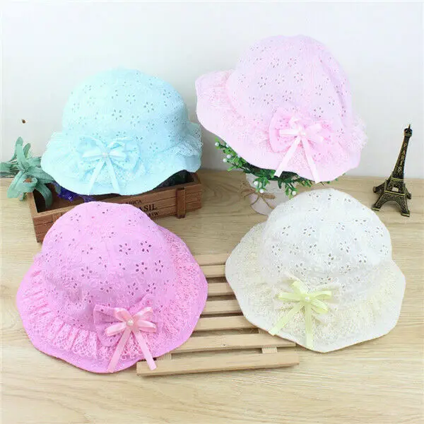 Summer Kids Girls Sun Hats Cap Cotton Sun-proof breathable candy-colored bow Bucket for Newborn Baby Kid Cowboy Infant | Детская одежда