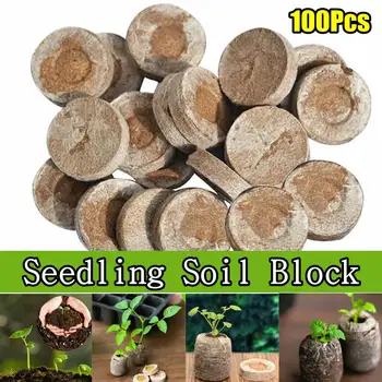 

100pcs/Set Seedling Soil Block Potted Plant Seed Nursery Pot Nutritional Soil Peat Pellets Compressed Block Gardening Tool
