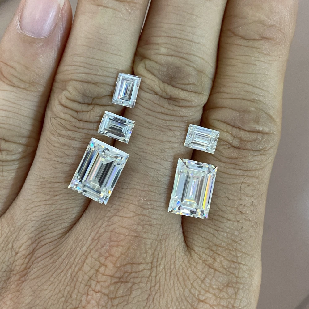 Meisidian VVS1 White D Color 6x13mm 3 Carat Baguette Cut Moissanite Diamond Lab Grown Loose Stone