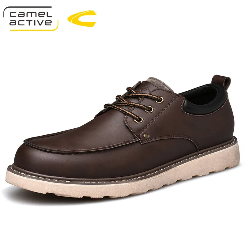 Camel Active/Новинка; Мужская обувь в британском стиле; Повседневная обувь из натуральной кожи; Мужская обувь в деловом стиле; удобная текстурированная обувь - Цвет: deep brown