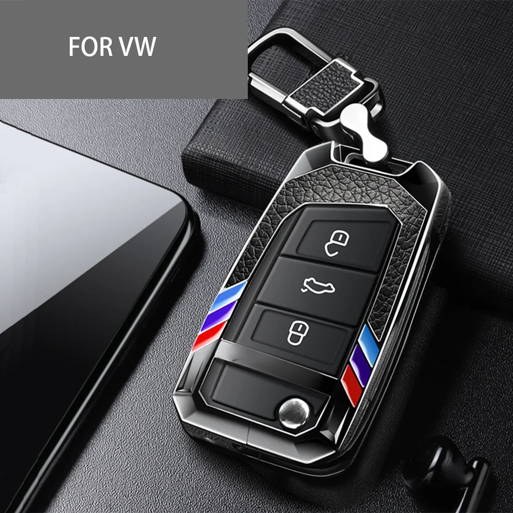 

Sports Metal Leather Car Key Case Cover For Volkswagen VW Polo Golf 7 MK7 Tiguan For Skoda Octavia Kodiaq For Seat Ateca Leon