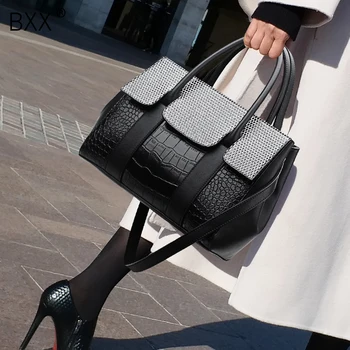

[BXX] 2020 New Women's Bag Luxury Classic Crocodile Pattern Handbag Brand Designer Large Capacity Shoulder Messenger Bag HE240