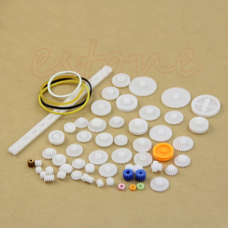 Type Plastic Shaft Single Double Reduction Crown Worm Gears DIY Robot 60pcs