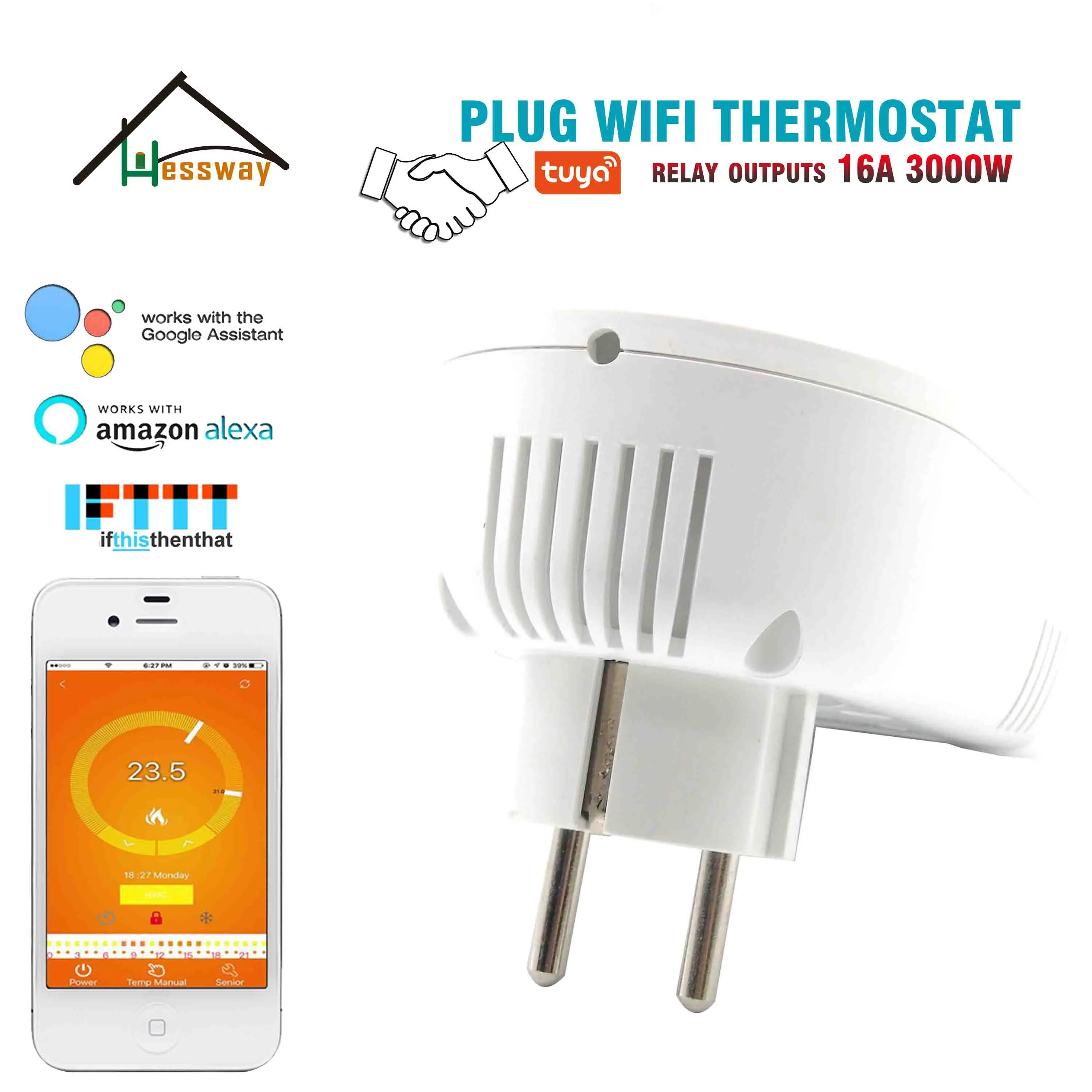 Розетка HESSWAY TUYA с Wi Fi 16 А для электрического нагрева|Запчасти