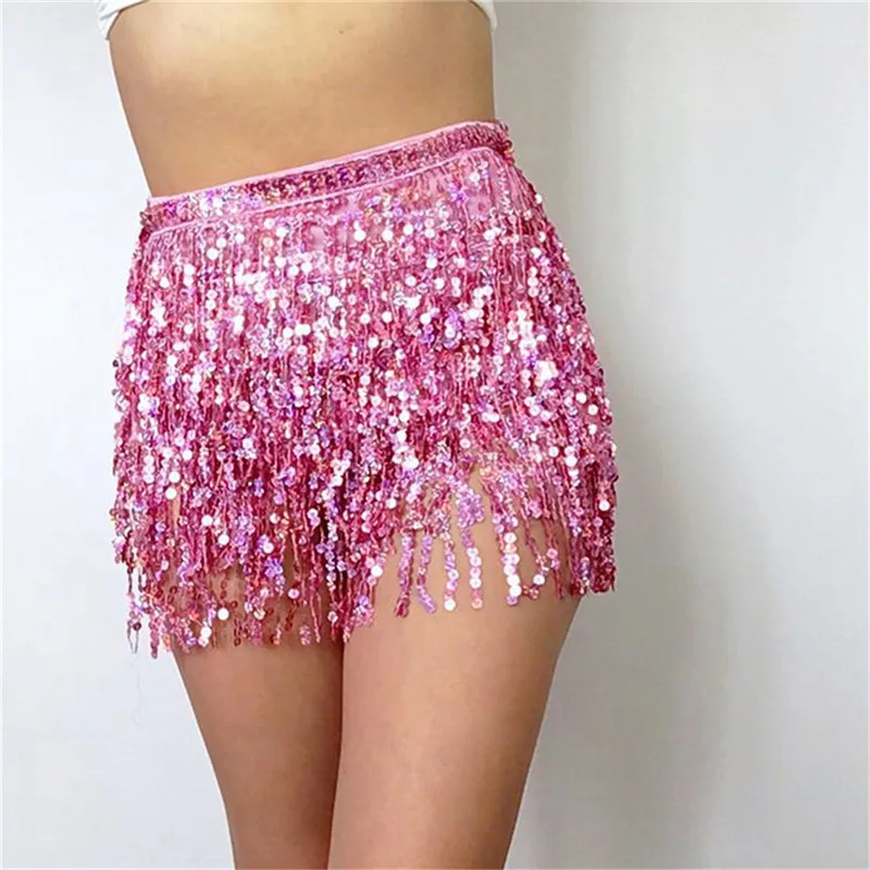 hoop skirt Sequin  Mini Skirtes 2021 Hot FASHION Women Belly Dancer Costume женские юбки Tassel Wrap Club Party Gift Drop Shipping long skirts for women