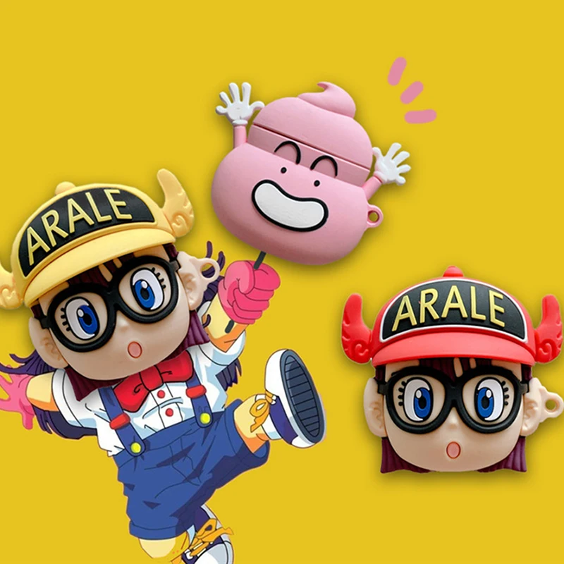 3D мультфильм прекрасный Arale наушники чехол s для AirPods 1 2 Bluetooth гарнитура зарядная Коробка Чехол для наушников силиконовый чехол с крючком