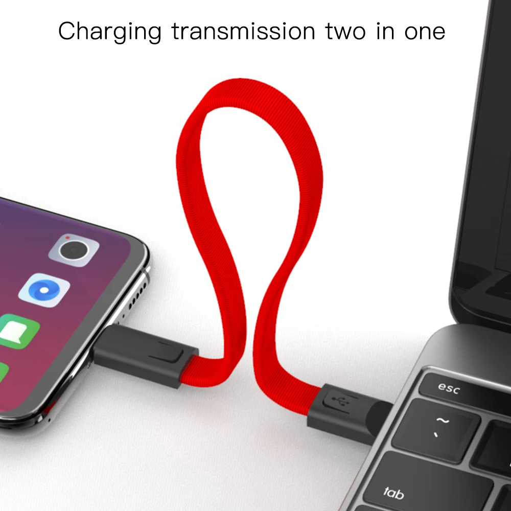0,2 m Micro usb type C Плетеный брелок для быстрой зарядки кабель передачи данных 2.4A кабель для Xiaomi Мобильный шнур для телефона