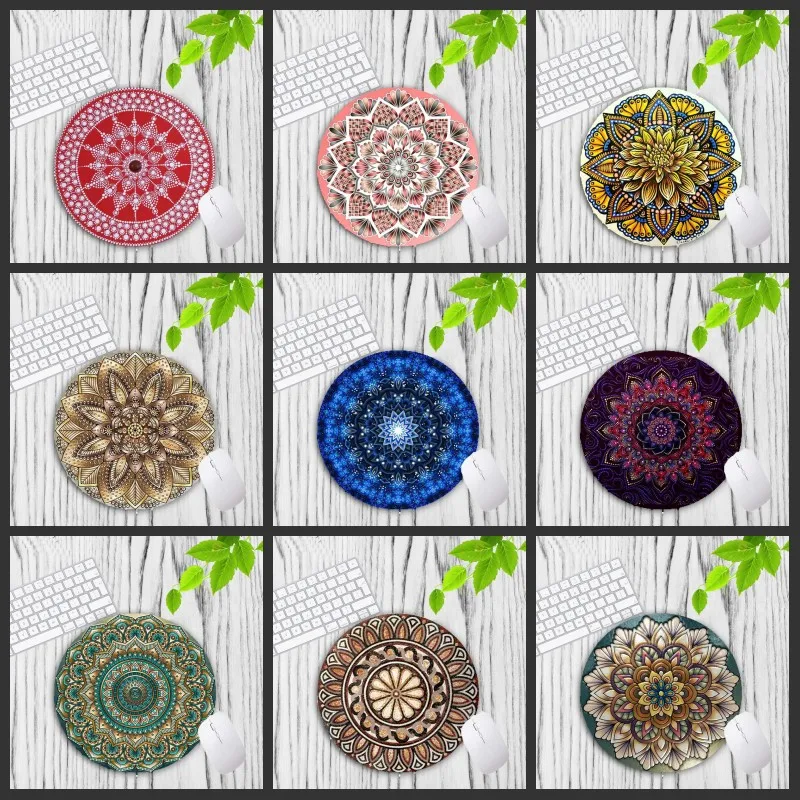 

XGZ Promotion Colorful Mandala Flower Unique Desktop Pad Round Mousepad Keyboards Mat Gamer Gaming Mouse Pad Desk Mat 20X20CM