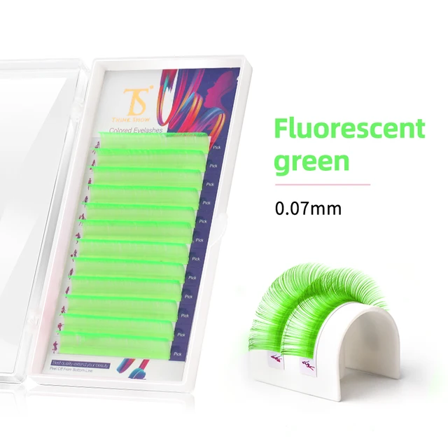 NEWCOME 12 Lines Ombre Multi Colorful Eyelash Extension Soft Natural Beauty Silk Eye Lashes False Mink Makeup Graft Cilios fluorescent green