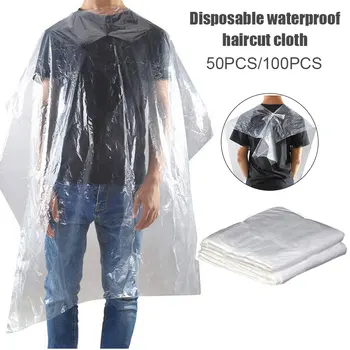 

50/100 Pcs Disposable Salon Cape Waterproof Hair Dye Cutting Coloring Apron Shawl Transparent Barber Cape Barber Tool SK