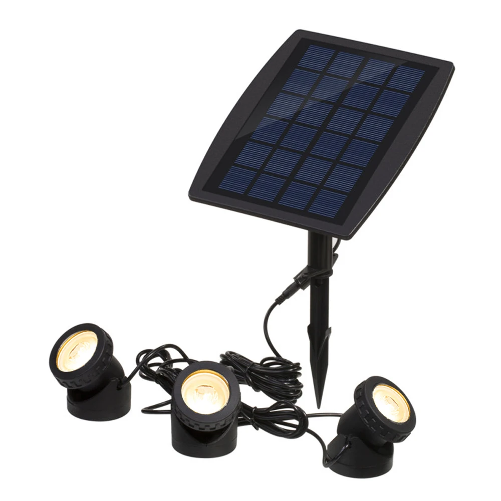 

Solar Pond Spotlights IP68 with Bright 18 LEDs by 3 Lamps Angle Adjustable Landscape Spotlights Underwater Lights Waterproof for