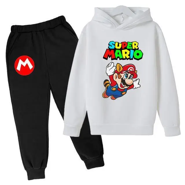 Super Mario Kids 2021 Hot Casual Pullover Sweater Shirt + Pants Boy Girl Cartoon Clothing Sweater Suit free children's hoodie sewing pattern Hoodies & Sweatshirts