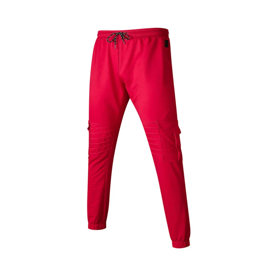 Red KLV мужские s брюки мужские сплайсинговые градиентные Комбинезоны повседневные спортивные брюки рабочие повседневные брюки Брюки Модные брюки с боковыми карманами - Цвет: Red