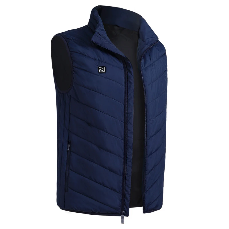 New Men Electric Heated Vest Heating Waistcoat Usb Thermal Warm Cloth Feather Winter Jacket(Blue 4xl