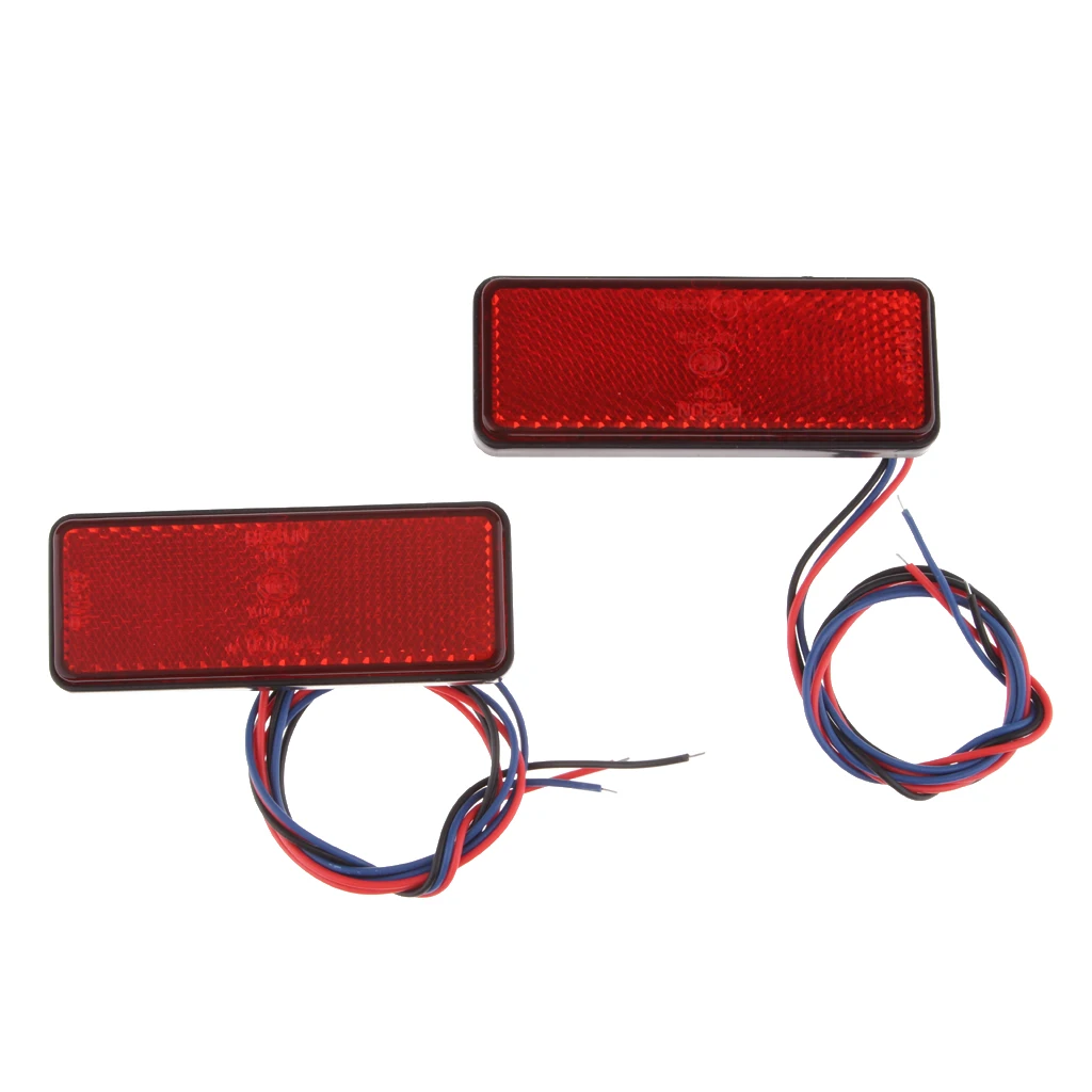 1 пара красный объектив LED прямоугольные отражатели стоп сигнала лампа для